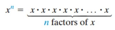 Definition of exponent: x^n equals x multiplied by itself n times