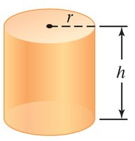 Cylinder with labeled radius r and height h