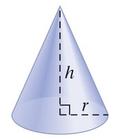 Cone with labeled radius r and height h