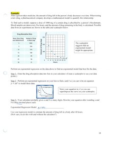 Exponential regression example with data and graph