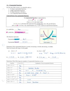 General form and graph of exponential functions