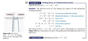 Graph showing zeros of a polynomial function
