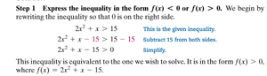 Step 1: Expressing the inequality in standard form
