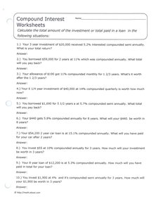 Compound Interest Worksheet
