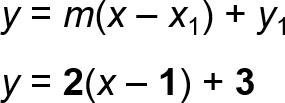 Point-slope form using (1,3)