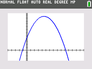 TI-84 graph of quadratic function with trace