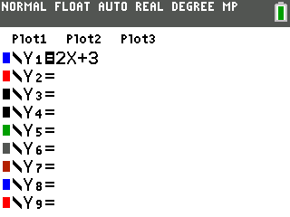 TI-84 Y= editor with linear function entered