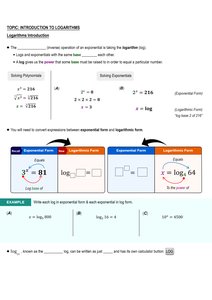 Introduction to logarithms and converting between exponential and logarithmic form