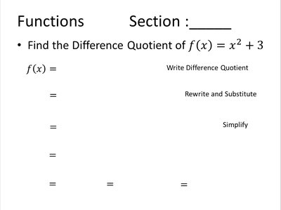 Difference quotient worksheet