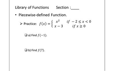Piecewise function worksheet