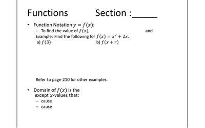 Function notation and domain worksheet
