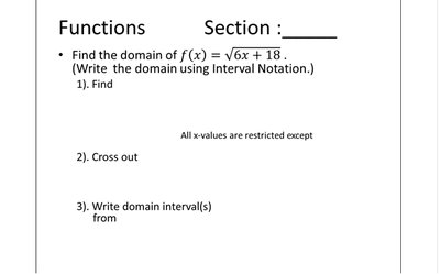 Domain of radical function worksheet