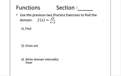Domain of combined radical and rational function worksheet