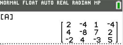 Calculator input of augmented matrix