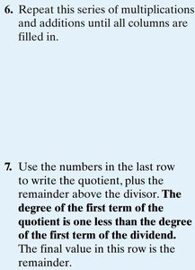 Synthetic division steps continued