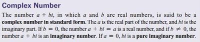 Definition and classification of complex numbers