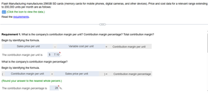 Contribution margin percentage calculation