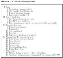 Checklist for Earnings Quality