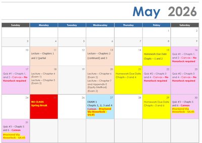 May 2026 course calendar