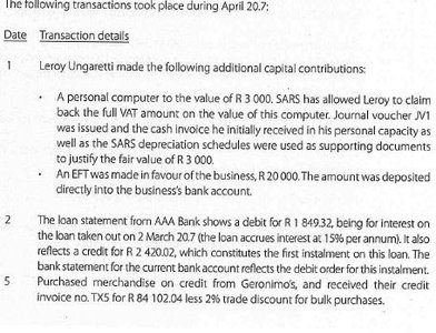 Sample Transaction List 1