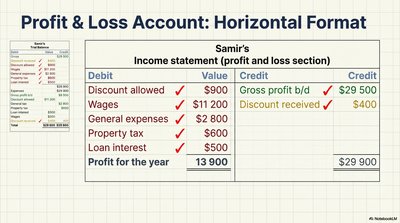Profit & Loss Account Horizontal Format