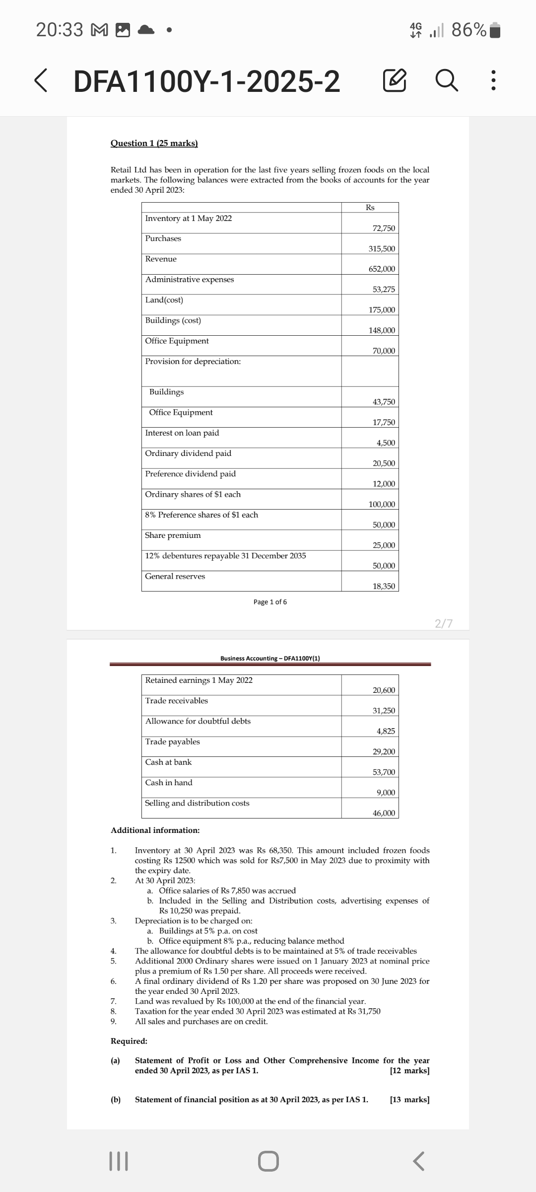 Financial accounting worksheet with trial balance and adjustments