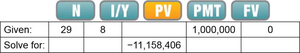 Calculator table for present value of lottery annuity