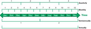 Accounting periods: monthly, quarterly, semiannually, annually