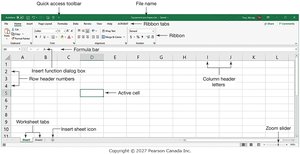 Labeled Excel worksheet interface