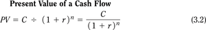 Formula for present value of a cash flow