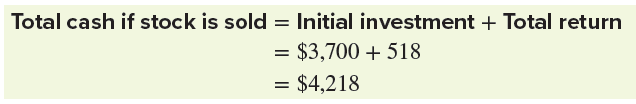 Calculation of total cash if stock is sold