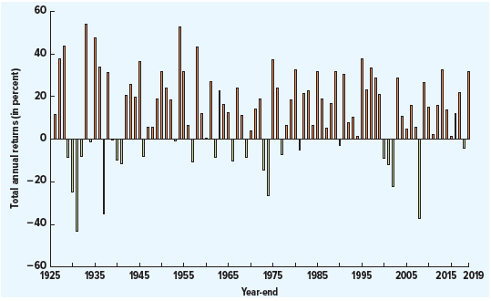 Year-by-year total returns on large-company stocks