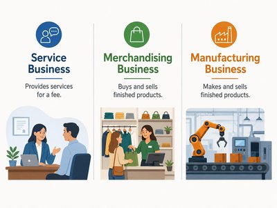 Comparison of service, merchandising, and manufacturing businesses