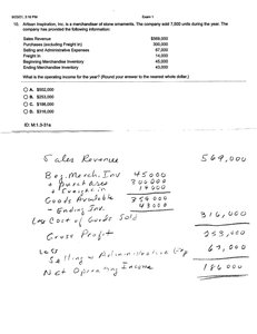 Income statement calculation handwritten notes
