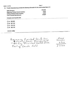 Cost of goods sold calculation handwritten notes