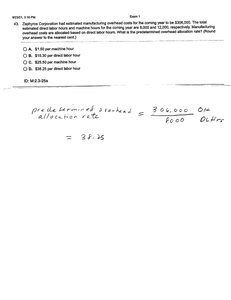 Predetermined overhead allocation rate calculation handwritten notes