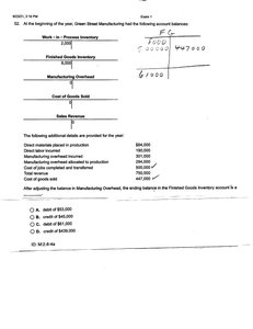 Finished goods inventory adjustment handwritten notes