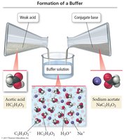 Diagram showing the formation of a buffer from a weak acid and its conjugate base