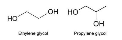 Ethylene glycol and propylene glycol structures