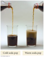 Cold vs warm soda pop illustrating gas solubility