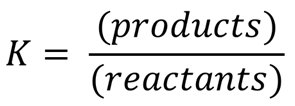 K equals products over reactants