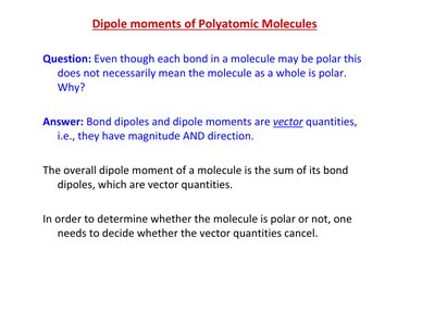 Table of polar vs nonpolar geometries