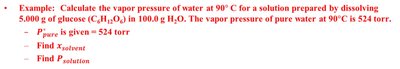 Example calculation for vapor pressure