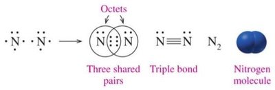 Lewis structure for N2 triple bond