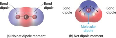 Bond dipole cancellation in CO2 and H2O