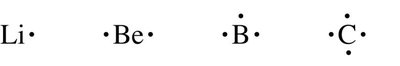 Lewis dot structures for Li, Be, B, C