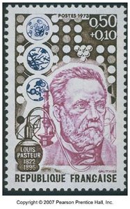 Commemorative stamp of Louis Pasteur, highlighting his contributions to science