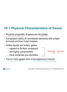 Physical characteristics of gases