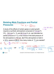 Relating mole fractions and partial pressures