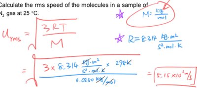 Calculation of rms speed